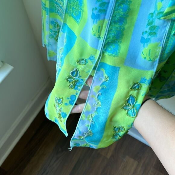 Dolce Apparel Green And Yellow Beaded Summer Skirt size M - Picture 4 of 8